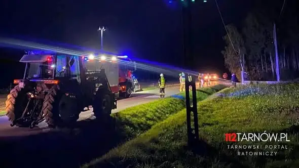 Kolizja w Grabnie. Strażacy z OSP Wojnicz interweniowali wieczorem