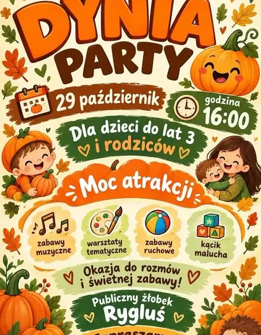 Dynia Party w żłobku „Rygluś” w Ryglicach – dzień otwarty już 29 października